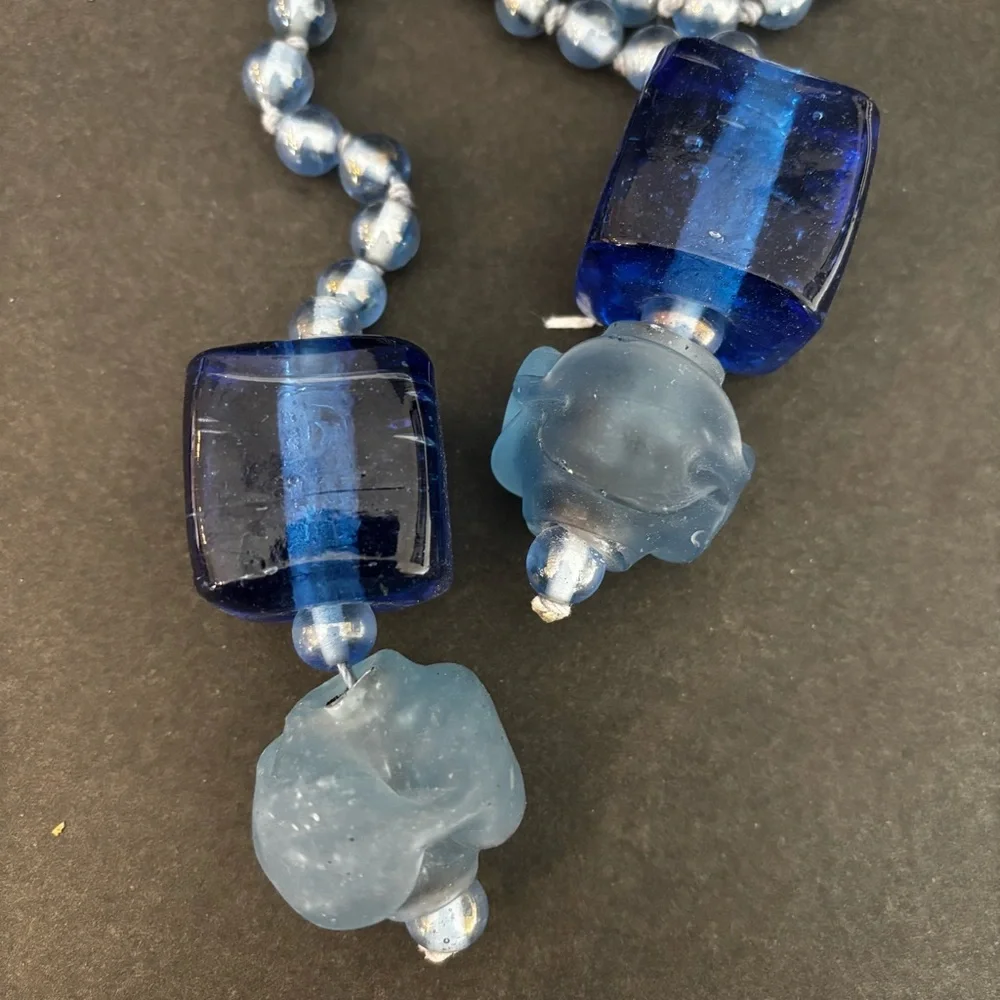 Blue Glass Curtain Tie Backs - Set of Five